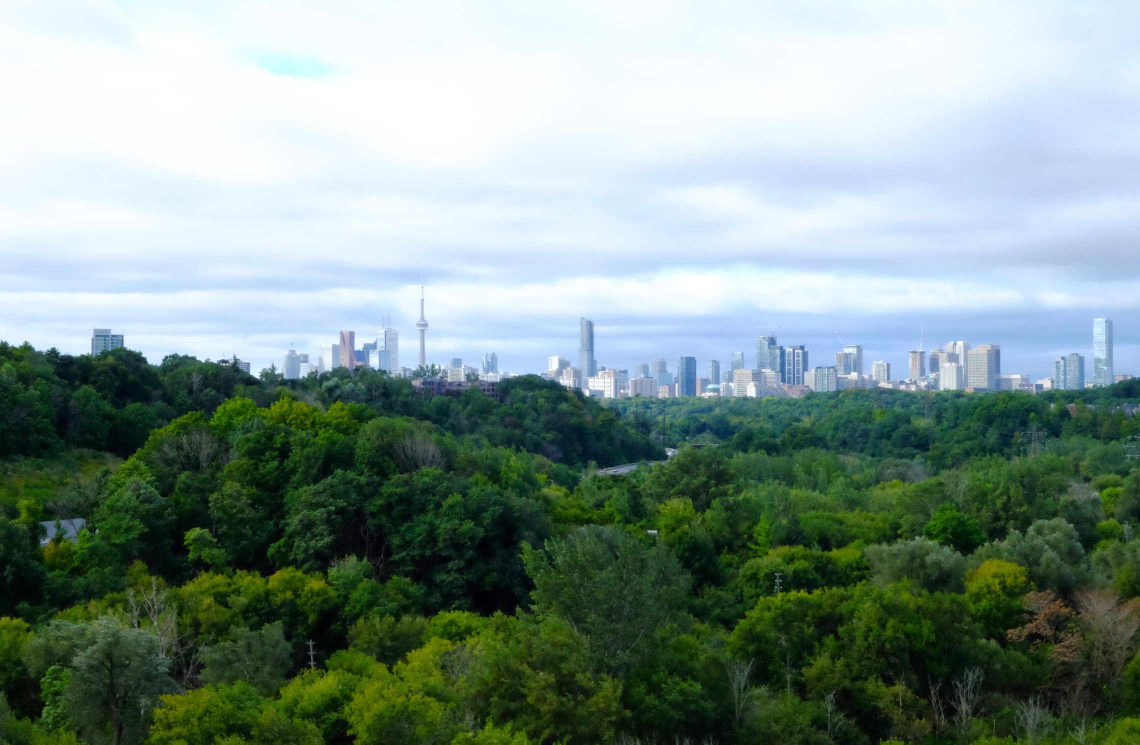 View of the Don Valley and downtown from Leaside bridge